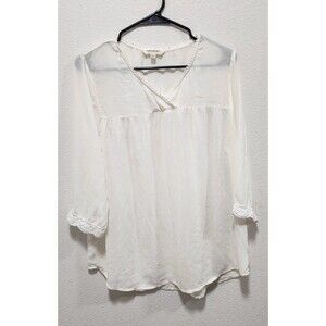 Tantrum 100% Polyester Babydoll Tunic Top 90's Y2k Cream Colored Sz M